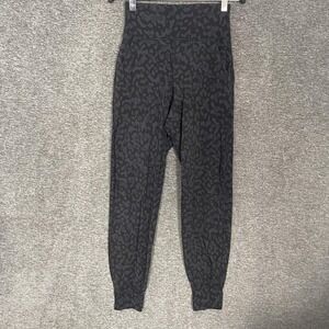 Lululemon Align High Rise Pants Jogger Womens 2 Black Animal Print Pockets Yoga‎